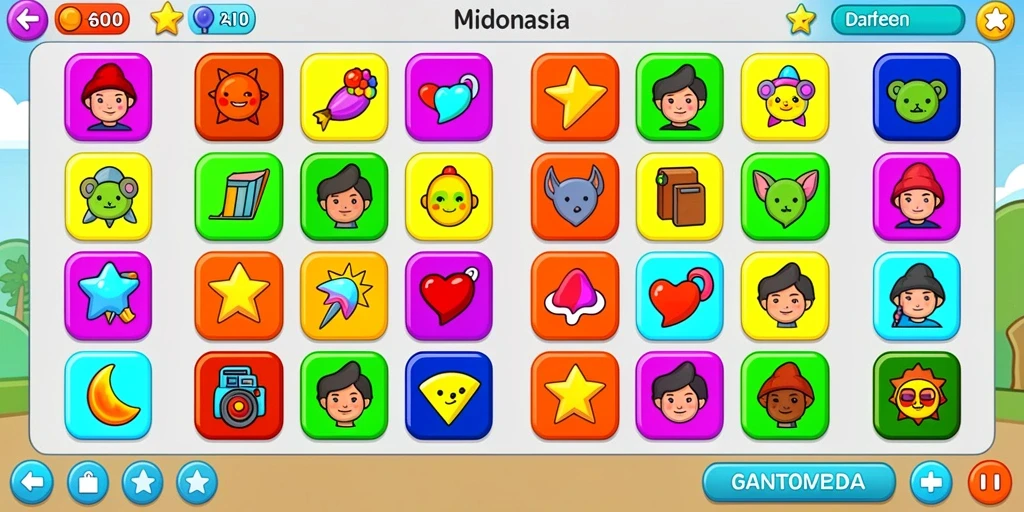 Tampilan level menantang yang penuh warna.