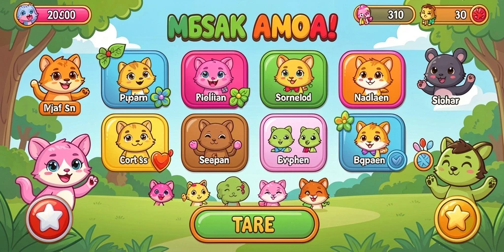 Tampilan karakter utama yang menarik dan berwarna.